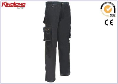 China Pantalones del negro del poliéster del algodón con los bolsillos para los hombres, negro de los pantalones del trabajo en venta