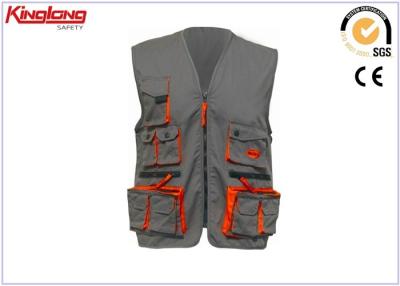 China Multi - Workwear funcional del poder de los bolsillos un chaleco liso del poder de la cremallera en venta