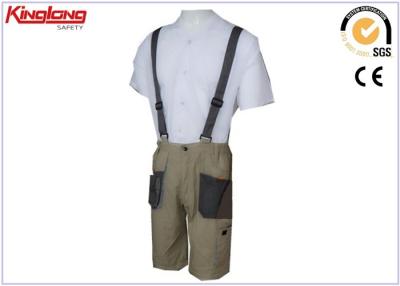 China Grey functional short Bib Pants / working bib and brace overalls dust resistance for sale