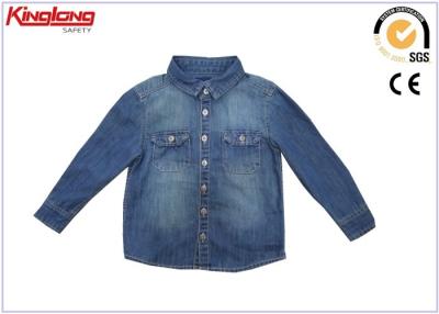 China Desgaste cómodo del niño de la camisa de manga larga de Jean del dril de algodón de la tela en color azul en venta