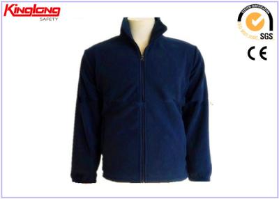 Chine Le côté bleu profond empoche tirette 100% de polyester de veste de la laine polaire des hommes la pleine à vendre