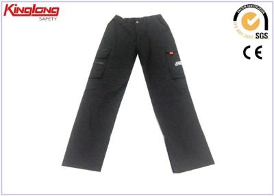 China 100%cotton elastic waist side pockets mens outdoor road construction black pant for sale