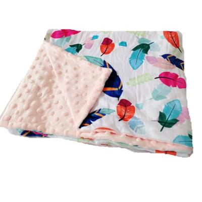 China PORTABLE Feather Prints Cotton Baby Kids Warm Minky Dot Blanket Supplier China for sale