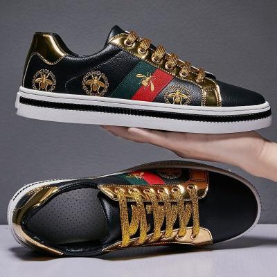 China Luxury Men Outdoor Sports Women Fashion Trend Black Designer Sneakers Walking Summer Casual Shoes Bee Gold Embroidery for sale