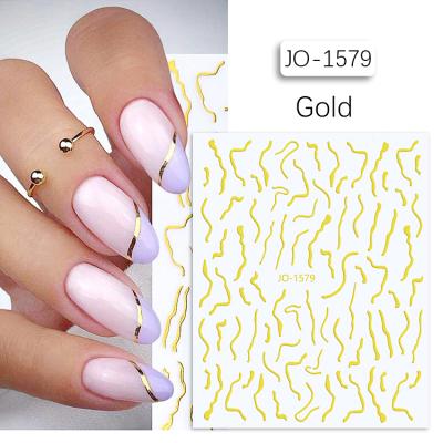 China Wholesale Nail Art Metal Line Decoration Sticker Gold Stripe Decoration Gold Silver Stripe Silver Self Adhesive Nail Sticker for sale