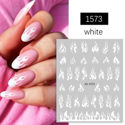 China Self Adhesive Stickers Design Holographic Flame Reflections Nails Wholesale Self Adhesive Nail Art Stickers Decals for sale