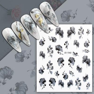 China Self Adhesive Stickers Designs Nail Art Flower Decals Wholesale Self Adhesive Private Label Nail Stickers for sale