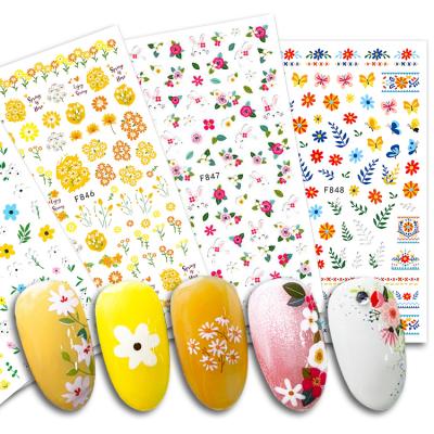 China Custom Art Decoration Design Self-Adhesive Stickers Manicure Spring Flower Nail Stickers for sale