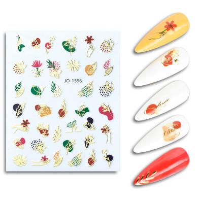 China Self-adhesive stickers wholesale line diy new design flower nail sticker self-adhesive manicure metal stickers for sale