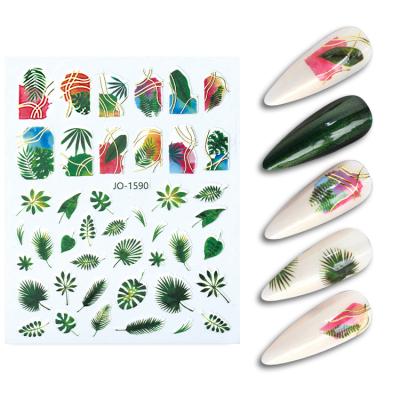 China New Line Design Self Adhesive Nail Art Decals Women Manicure Stickers Metal Tips Leaf Nail Stickers for sale