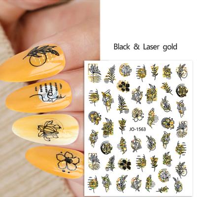 China Wholesale Metal Color Nail Stickers Self-adhesive Self-adhesive Nail Art Sticker Flowers Manicure DIY Stickers for sale