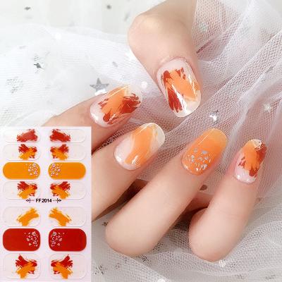 China Waterproof+Eco-friendly Fashion Graffiti Full Wraps False Nail Art Decals Manicure Gel Polish Strips Nail Sticker for sale