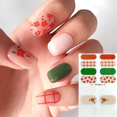 China Long Lasting Nail Art Full Wraps Manicure Tip Decals Wholesale Cute Pink Girls Gel Nail Sticker for sale