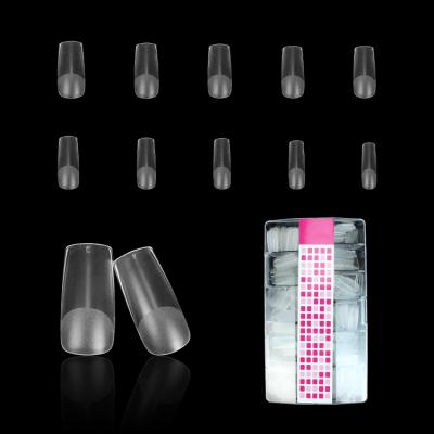 China Healthy Easy Apply Non-Toxic 500pcs French Press On Nails Matte Clear False Nail With Glue Acrylic Fake Coffin Nails Online for sale