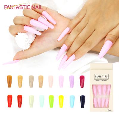 China Flexibility Press On Wholesale Hundreds Of White Color Choice Long Fake Nail Artificial False Nails for sale