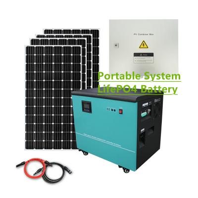 China 1KW 2KW 3KW Complete Solar Kit House using LifePO4 outdoor lithium battery portable home solar generator for sale