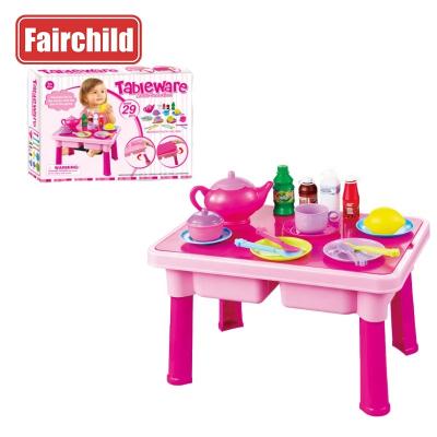 China Hot Selling Tableware Educational Toys Plastic Pretend Play Set Tea Food Cooking Table Toy Kitchen Set for sale