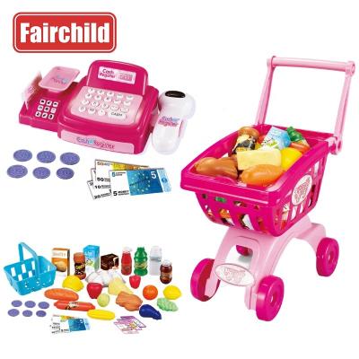 China Entertainment/Gift/Collcetion/Display Kids Pretend Play Set Cash Register Plus Shopping Cart Pink Color Girl Kitchen Set Toy for sale