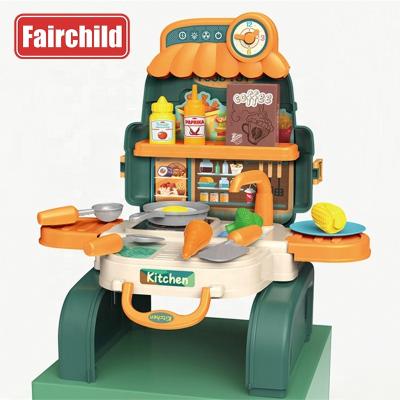 China Factory Direct Plastic 3 In 1 Plastic Deluxe Role Play Backpack Happy Kitchen Set Toys Baking for sale