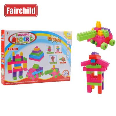 China DIY TOY Diy Plastic Colorful Educational 210Pcs Blocks Soft Toy Building Machine Children Building Block Sets for sale