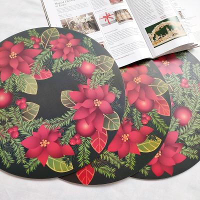 China Sustainable Waterproof Individual Christmas Round Place Mat PVC Place Mat Sublimation for sale