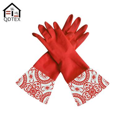 China Extra Long House Cleaning Household Cleaning Rubber Gloves Long Sleeve Rubber Gloves Heat Rubber Gloves for sale