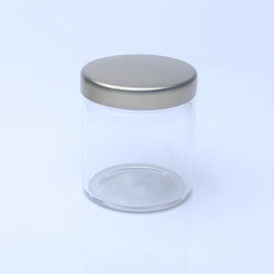 China CANDY 2oz Clear Borosilicate Glass Jar With Metal Lid for sale