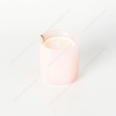 China Custom ECO-frendly Onyx Pink Marble Candle Jar Luxury Candle Containers for sale