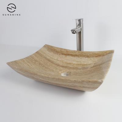 China ECO-frendly natural beige travertine marble countertop stone bathroom sinks on sale for sale