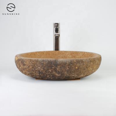 China Sinks River Stone Bathroom Sinks Irregular Natural Stone Top Mounted Sinks for sale