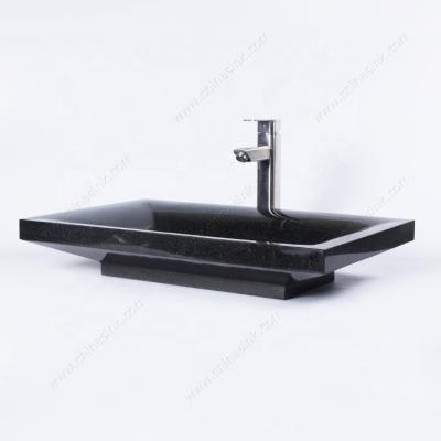 China 100% Black Natural Stone Stone Countertop Sinks Vessel Sink For Bathroom for sale