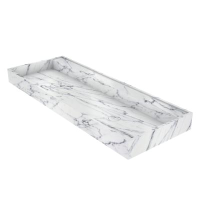 China Bianco Carrara Marble Wash Basin Traditional Wash Basins Pre Assembled Long Bathroom Sinks Prices for sale