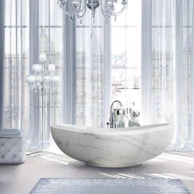 China elegant natural white marble stone 100%stone free standing bathtub for sale