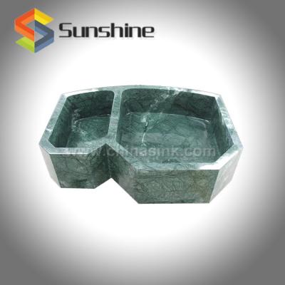 China Without Faucet India Green Double Bowl Stone Kitchen Sink for sale