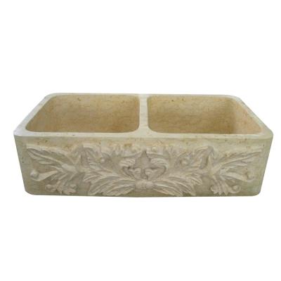 China Without Faucet Cheap Double Bowl Stone Kitchen Sinks For Bathroom for sale