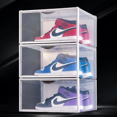 China Perfect workable for sneakers display stackable plastic shoe box with clear door as a shoe box and clear shoe box for sale