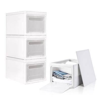 China Sustainable Box Plastic Stackable Collapsible Storage Box With Folding Lid Storage Bins for sale