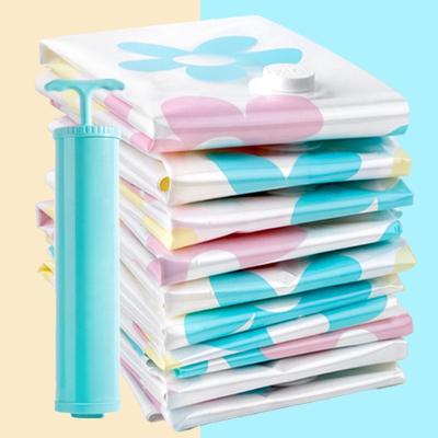 China Cheap Stocked Plastic Vacuum Compressed Space Saver Seal Clothing Bag Travel Vacuum Clothes Storage Bags for sale