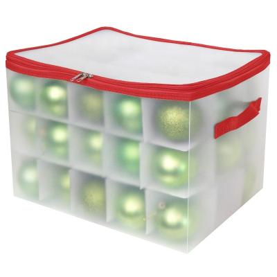 China Hot Sale Custom Made Foldable Large Christmas Ornament Storage Zipper Chest Viable With 112 Compartments for sale