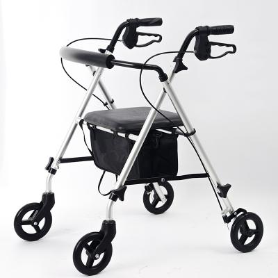 China Walkers For Elderly Rehab Folding Walker Rehabilitation Device Antibackward Rollover Four Wheel Walking Shelf 610*670(770-900)mm for sale