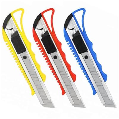 China Colorful Open Slide Style PP Handle 18mm SK5 Blade Sliding Blade Knife Slide Auto Lock Knife Safety Shape Knife Serving Free Sample for sale