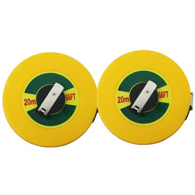 China Yellow Plastic Soft Fiberglass Leather Fiberglass Tape Length 20M Work Cable Gauge Tape Measure for sale