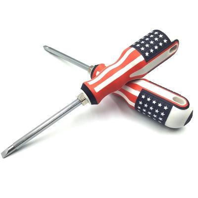 China American Flag Plastic Hand Screwdriver Manual Repair Tools USA Phillips Adjustable Magnetic Screwdriver for sale