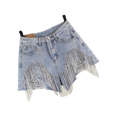 China 2022 new arrival QUICK DRY cutout beading breathable solid denim shorts jeans shorts women casual shorts for sale