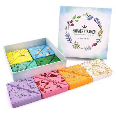 China Home Spa Luxury Private Label Packaging Vegan Essential Oil Custom Natural Aromatherapy Square Shower Steamers Set for sale