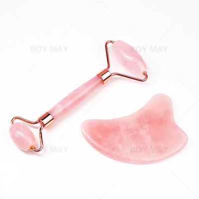 China Portable Natural Rose Quartz Roller And Guasha Square Jade Roller Made To Order for sale