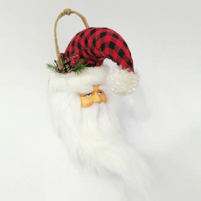 China Christmas Party Decorations SYART Moon Shaped Pendants Home Ornaments Red Lattice Hat Christmas Santa Claus Head Decoration for sale