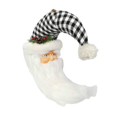 China Festive Christmas Decorations SYART Moon Shaped Home Pendants Ornament White Lattice Hat Santa Claus Head for sale