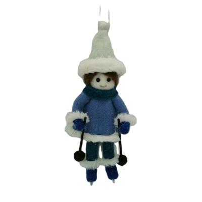 China Christmas ornaments 2021 handmade home tree decorations supplies doll blue Christmas skate hanging ornament for sale