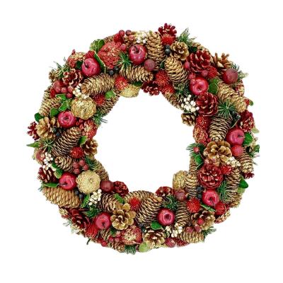 China Natural Handmade Garland Decoration Wholesale Pinecone Christmas Wreath Decorations For Front Door for sale